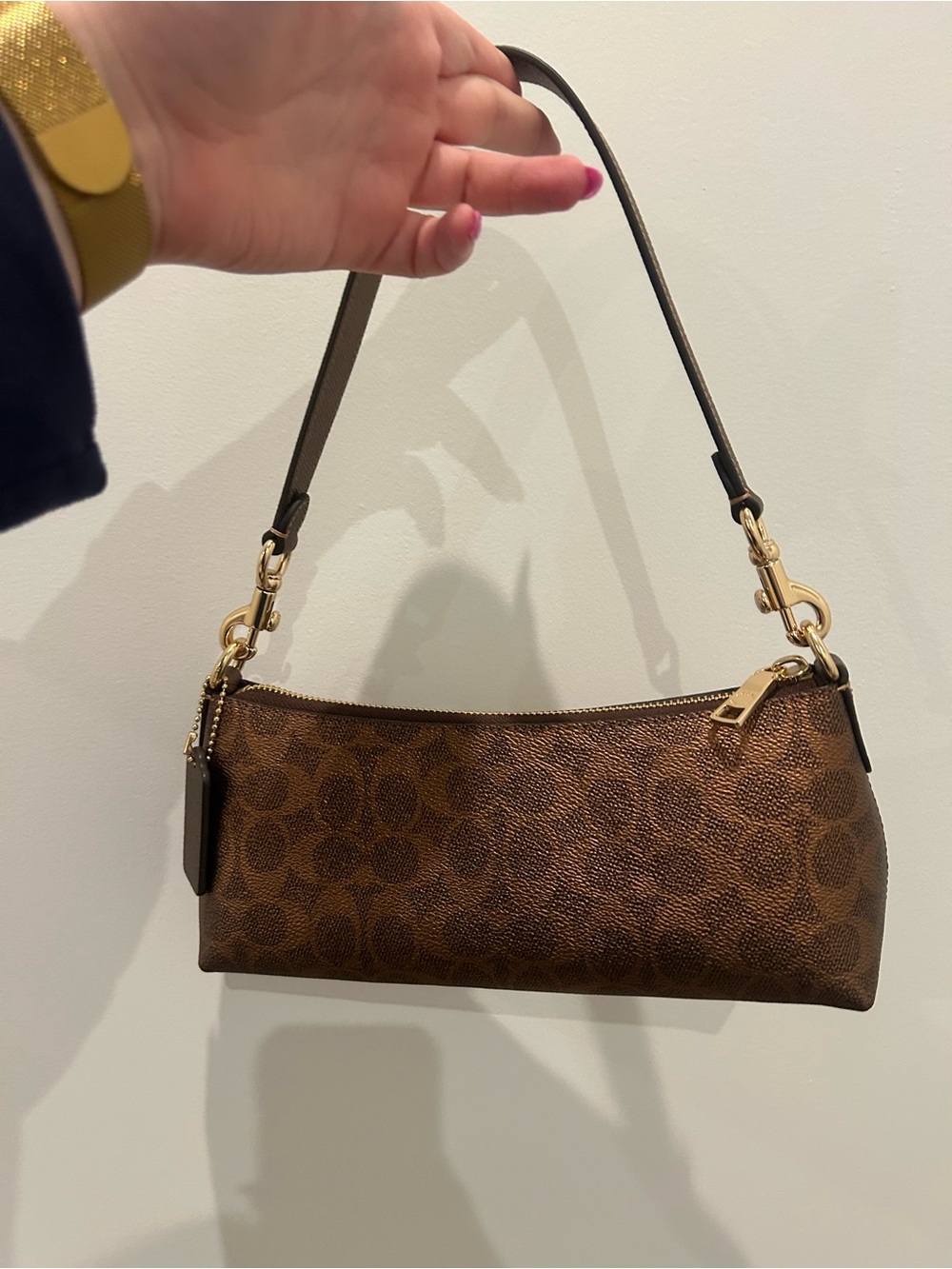 COACH Charlotte Gold/Bronze Signature Canvas Shoulder Bag - Picture 3 of 7
